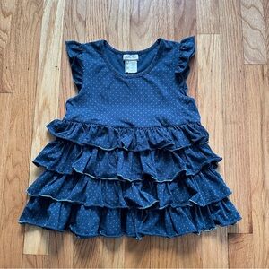 Matilda Jane Wonderful Parade Navy Polka Dot Ruffle Top size 8